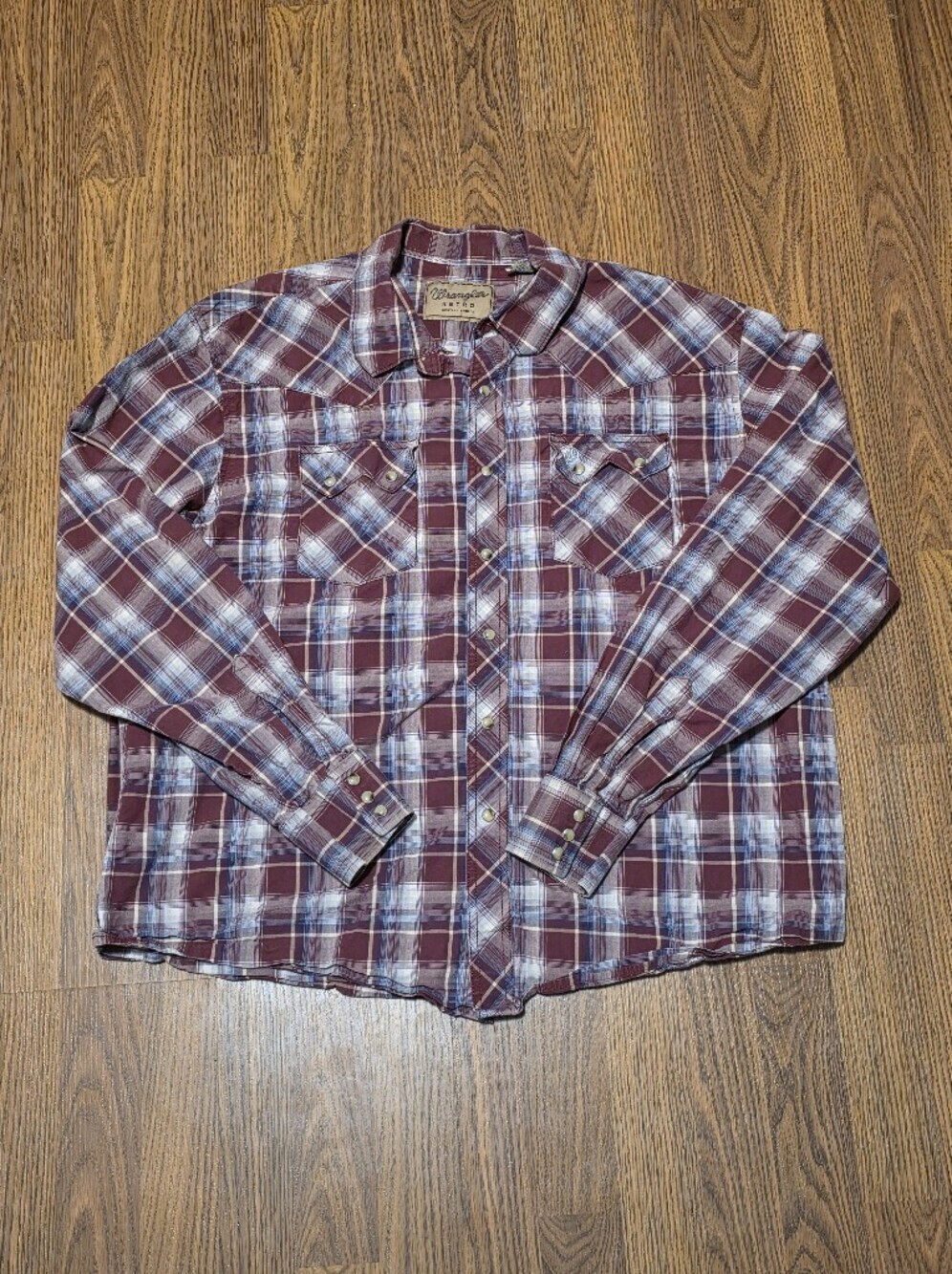Wrangler Retro Western Shirt Men's XXL Plaid Pearl Snap Long Sleeve Cowboy A21